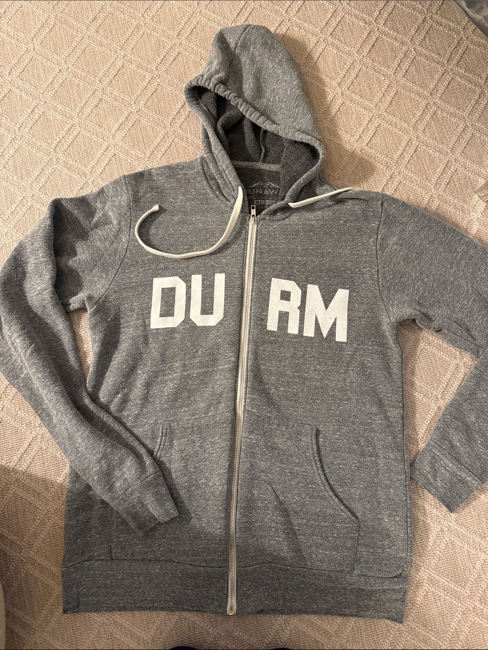 Runaway DURM Durham NC Heather Gray Zip Up Hoodie - Womens M